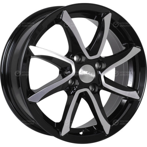 Колесный диск СКАД Осака 6xR15 4x100 ET50 DIA60.1 черный глянцевый с полированной лицевой поверхностью