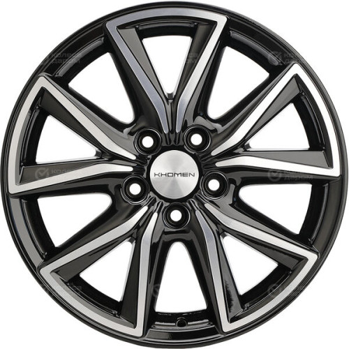 Колесный диск KHOMEN KHW1706 (17_CX-5) 7xR17 5x114.3 ET50 DIA67.1 глянцевый черный с полированной лицевой частью