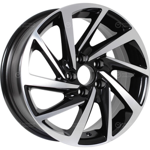 Колесный диск KDW KD1530 6xR15 4x100 ET46 DIA54.1 (уценка) глянцевый черный с полированной лицевой частью