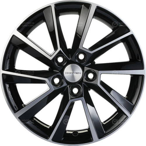 Колесный диск KHOMEN KHW1507 (15_Polo) 6xR15 5x100 ET40 DIA57.1 глянцевый черный с полированной лицевой частью