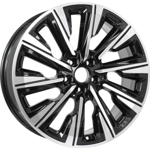 Колесный диск КиК Галего 7.5xR19 5x108 ET45 DIA67.1 черный глянцевый с полированными элементами лицевой поверхности