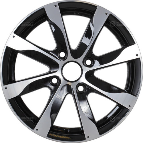 Колесный диск КиК Джемини 5.5xR14 4x98 ET40 DIA58.5 черный глянцевый с полированными элементами лицевой поверхности