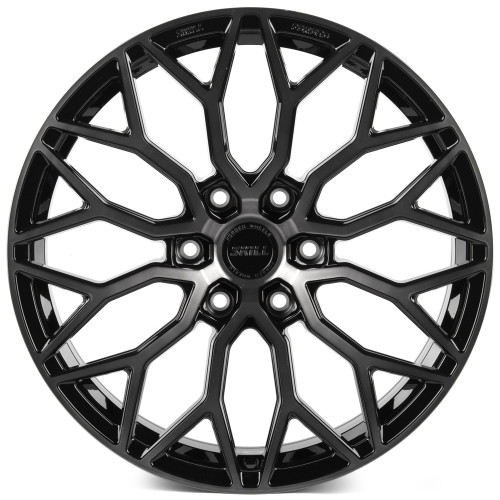 Легковой диск Skill Wheels SV100 9x20 6x139,7 ET19 77,8 чёрный глянцевый + полированные спицы + тёмный лак