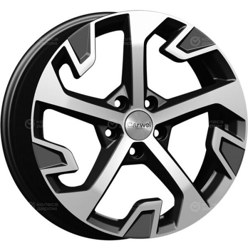 Колесный диск Carwel Таскан 262 7.5xR18 5x114.3 ET50.5 DIA67.1 чёрный глянцевый с полированной лицевой поверхностью