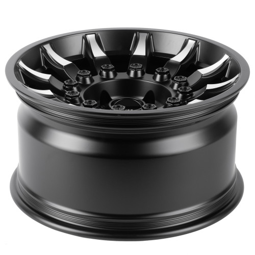 Легковой диск Skill Wheels SV637-SL178 9x17 5x127 ET-12 71,5 чёрный матовый + полированные спицы