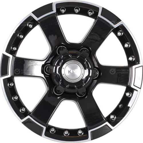 Колесный диск КиК M56 7xR16 6x139.7 ET20 DIA67.1 черный глянцевый с полированными элементами лицевой поверхности